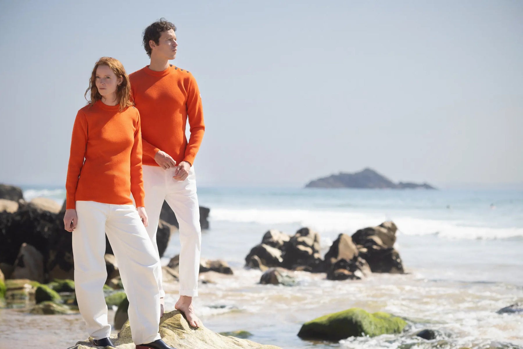 Couple pulls orange