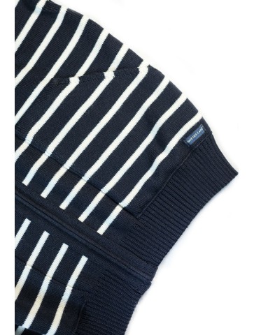gWENN striped hood vest navy blue/ecru - 50% wool