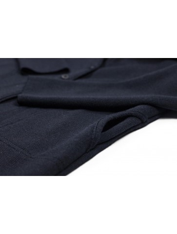 Veste col V PEN GUEN bleu marine - 50% laine coupe droite, avec deux poches.