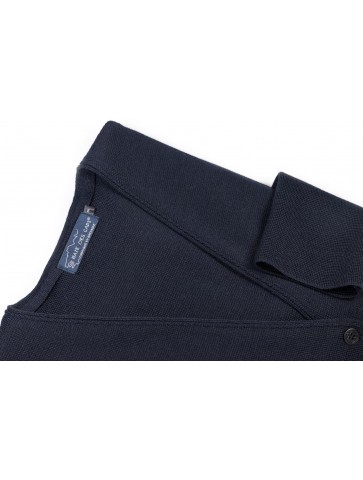 Veste col V PEN GUEN bleu marine - 50% laine coupe droite, avec deux poches.