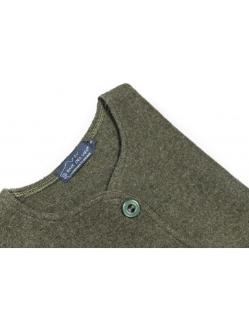 green round neck sleeveless jacket - 100% boiled wool right cut