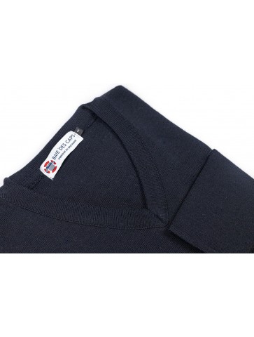 Navy V ALIZEE neck sweater - 50% wool slim fite