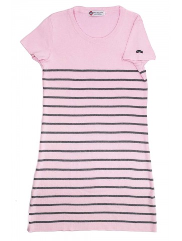 ROBE MANCHES COURTES col rond rose et anthracite - 50% coton coupe confort