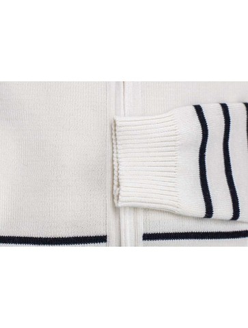 gWENN striped hood vest ecru / marine blue - 50% wool comfort fit