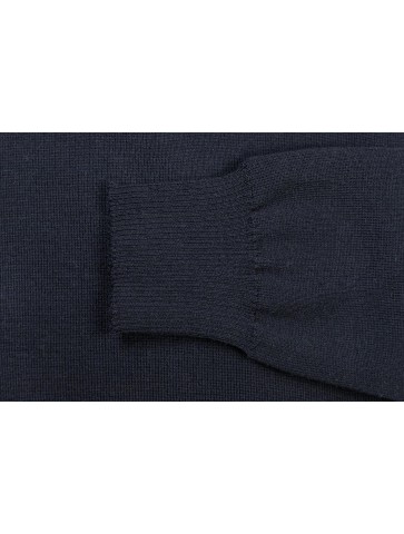 Pull col roulé bleu marine - 50% laine coupe ajustée