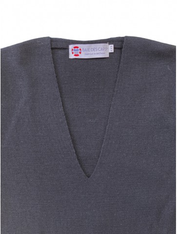 Pull col V MARIE GALANTE marine - 50% laine coupe confort