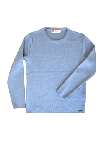 Pull col rond PENERF bleu ciel - Pure laine mérinos, coupe confort