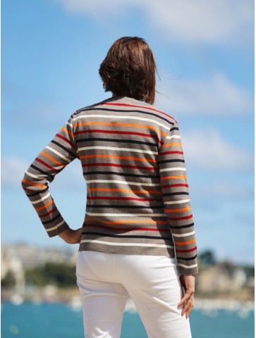 Pull col rond MULTICO beige - 50% laine coupe confort
