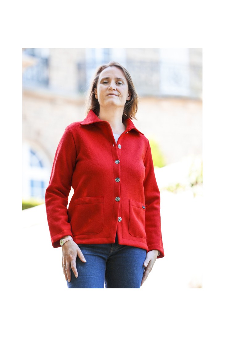 Jacket YUNA Coquelicot - 100% boiled wool right cut