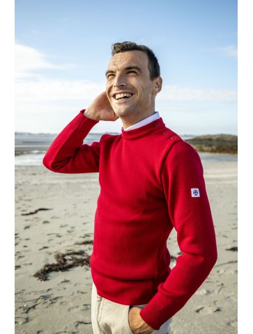 Sailor sweater red PETIT ERQUY - pure wool slim fite