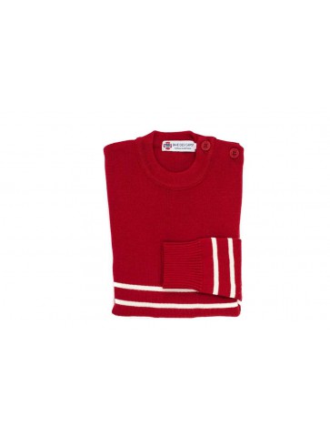 Sailor sweater mixed red ecru 50% wool