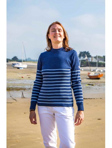 Sailor sweater mixed blue sky and jeans 50% wool
