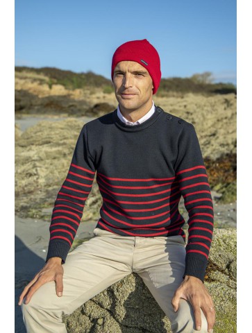 Sailor sweater mixed navy red 50% wool
