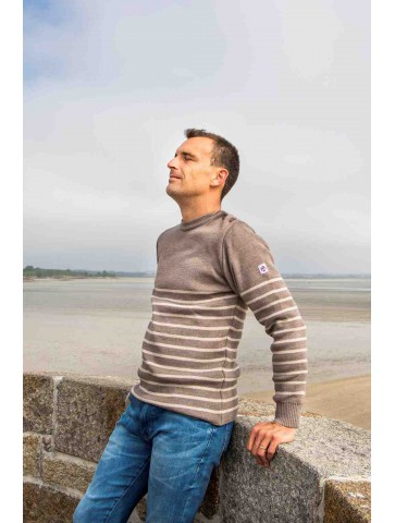 Sailor sweater mixed taupe beige 50% wool