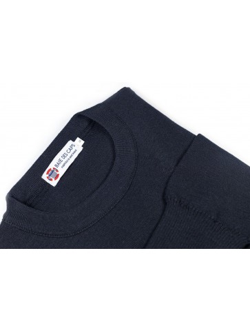 Navy blue round collar sweater - 50% cotton comfort fit
