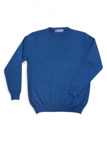 HELICE indigo round neck sweater - 50% cotton comfort fit