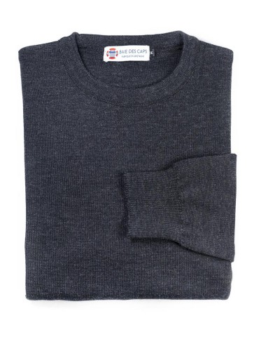 Pull col rond HELICE anthracite - 50% laine coupe confort