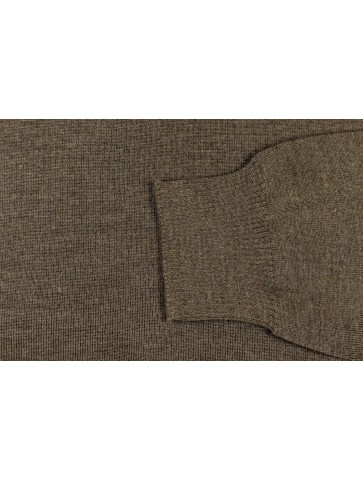 Round neck sweater HELICE brown - 50% wool comfort fit
