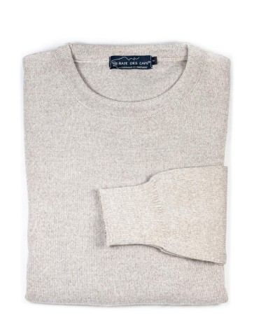 Pull col rond HELICE marron - 50% laine coupe confort