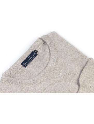 Round neck sweater HELICE beige - 50% wool comfort fit