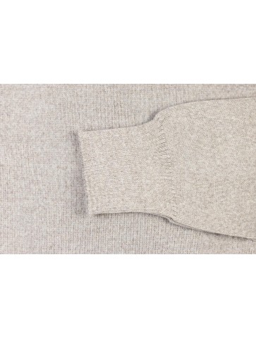 Round neck sweater PETIT HELICE beige - 50% wool slim fite