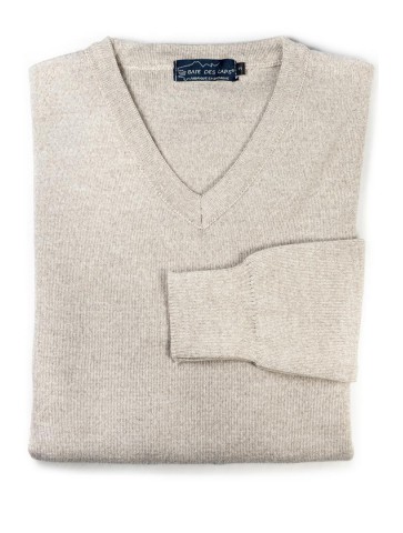 Pull Col V PETIT HELICE beige