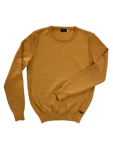 Round neck sweater PETIT HELICE safran - 50% wool slim fite