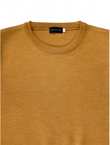 Round neck sweater PETIT HELICE safran - 50% wool slim fite