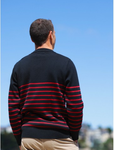 Sailor sweater ERQUY marine red - pure wool comfort fit