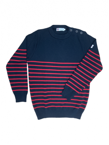 Sailor sweater ERQUY marine red - pure wool comfort fit