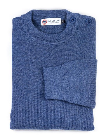 Pull Marin uni ERQUY bleu jean - pure laine coupe confort