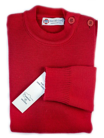 Sailor sweater uni ERQUY red - pure wool comfort fit