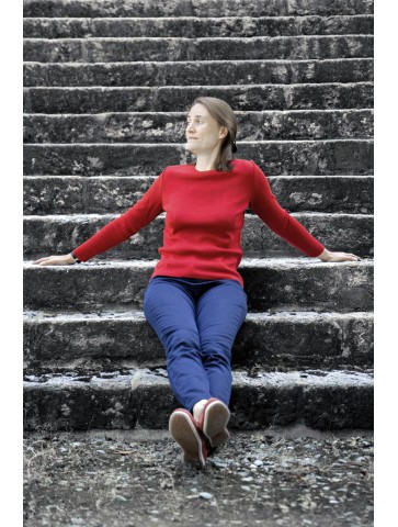 Red CARAIBE round neck sweater - 50% wool comfort fit