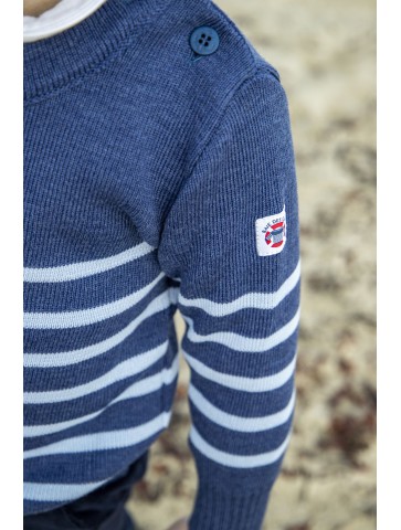 The blue jean / sky blue Briac - sailor sweater - 50% wool