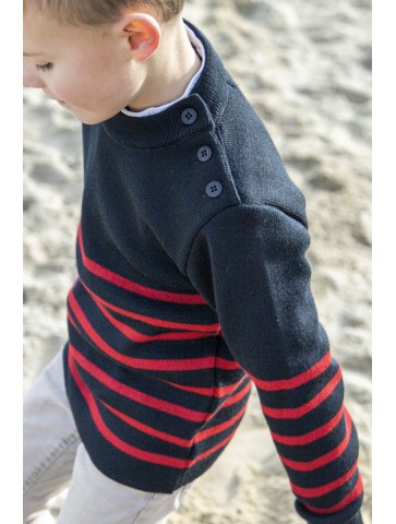The Navy Blue Briac / Red - sailor sweater - 50% wool
