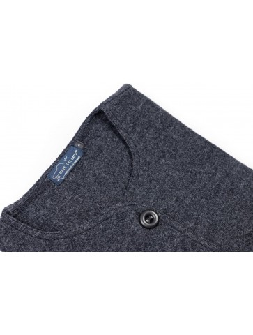 anthracite round neck jacket - 100% boiled wool right cut