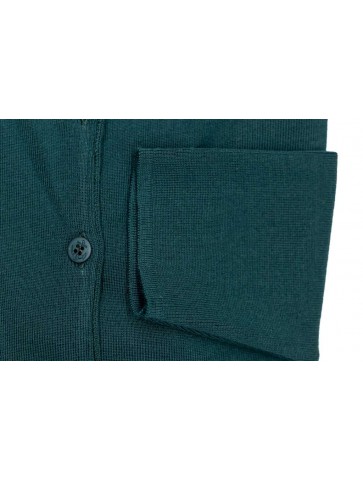 bERNIC green round neck vest - 50% wool, straight cut, patch pockets.