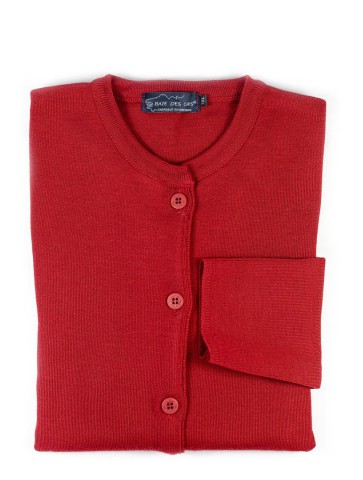 round neck jacket BERNIC red - 50% wool straight cut, patch pockets.