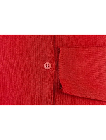 round neck jacket BERNIC red - 50% wool straight cut, patch pockets.