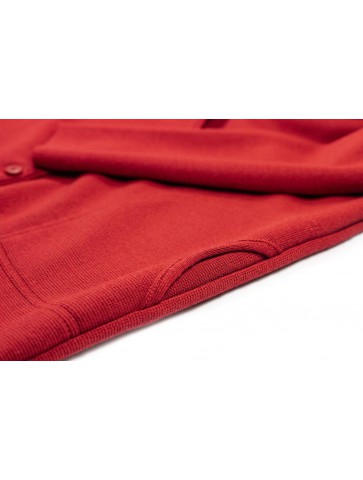 Red guen V -Guen V -neck jacket - 50% straight cut wool, with two pockets.