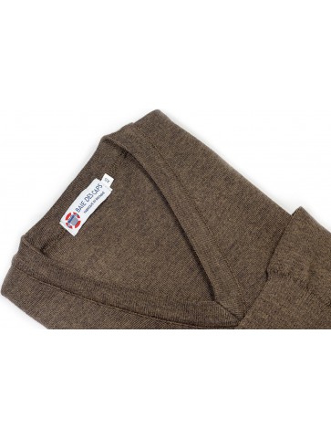 V HELICE brown sweater - 50% wool comfort fit