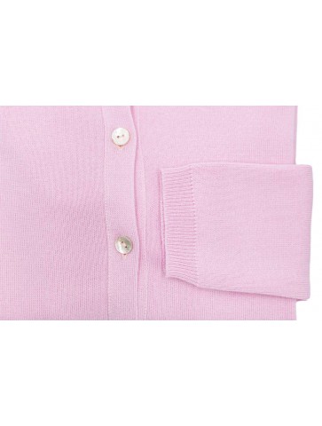 Round neck jacket MAELIS pink - 50% cotton slim fite