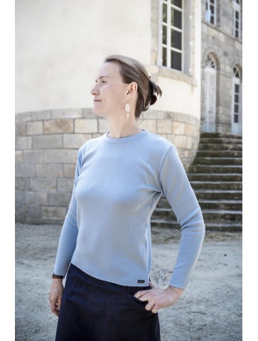 Round neck sweater CARAIBE sky - 50% wool comfort fit