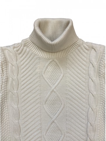 Mixed sweater Rolled collar St SULIAC 50% wool Ecru
