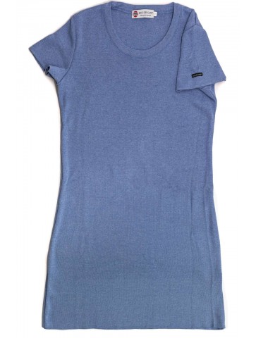 Short sleeve dress blue chromed 50% cotton