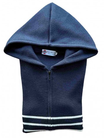 GWENDAL hooded jacket marine/ecru - soft wool, comfort fit