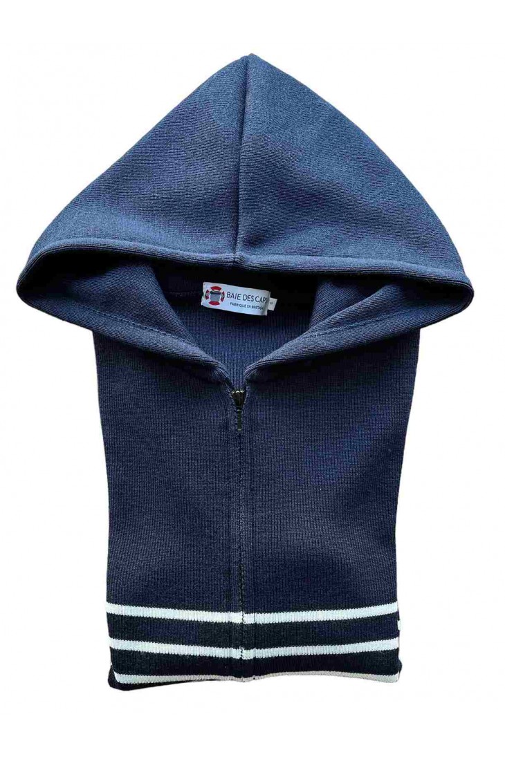 GWENDAL hooded jacket marine/ecru - soft wool, comfort fit