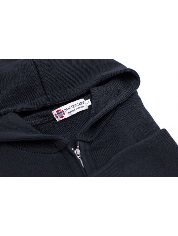 GWENDAL marine blue hooded jacket - soft wool, comfort fit