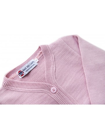 gilet BORNEO rose - 50% laine coupe droite, poches plaquées.