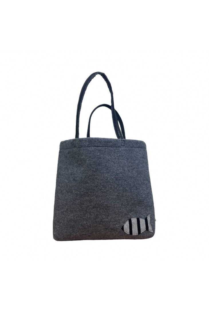 BOILED WOOL handbag with Nuage handles - front